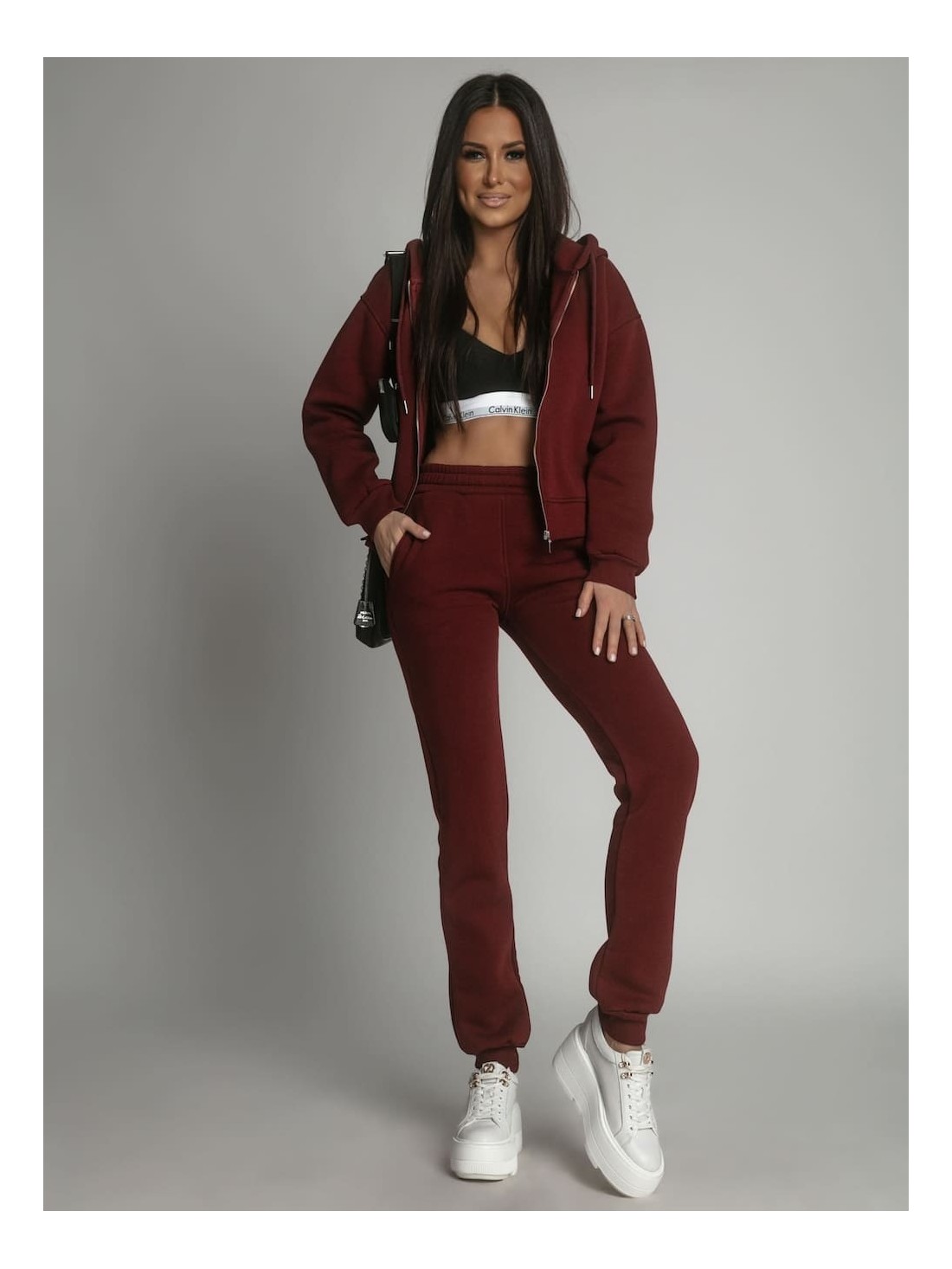 Women\'s burgundy insulated tracksuit set FI761 - Online store - Boutique